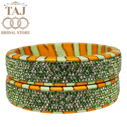 Lac Rajasthani Kada Bangles in Latest Rhinestons Design (Set of 2)