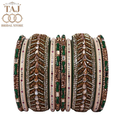 Women Lac Short Bangles Set With Latest Kundan Rhinestones Design