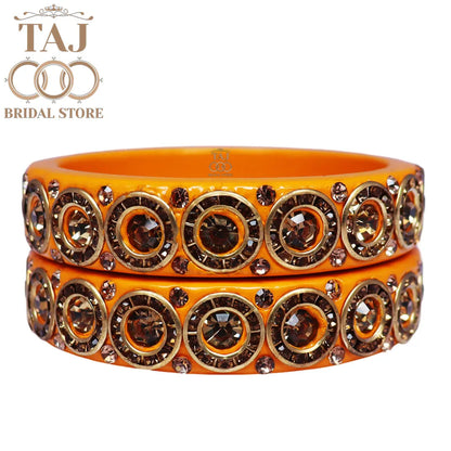 Elegant Lac Kada Bangles with Stunning Stones (Set of 2)