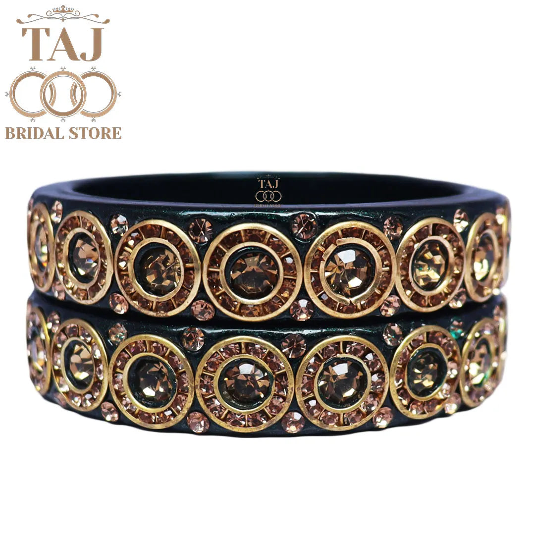 Elegant Lac Kada Bangles with Stunning Stones (Set of 2)