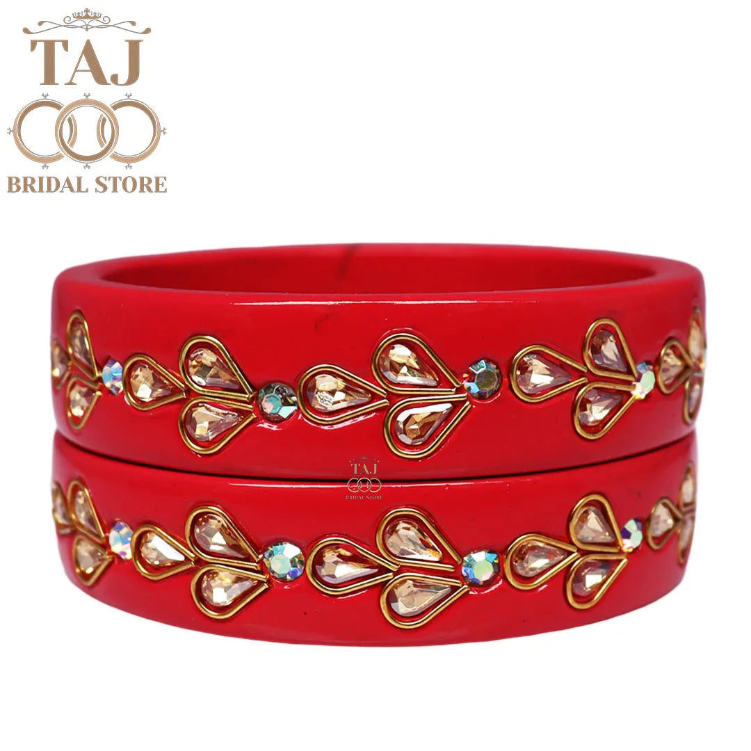 Designer Lac Kada Bangles with Exquisite Kundan Work (Set of 2)