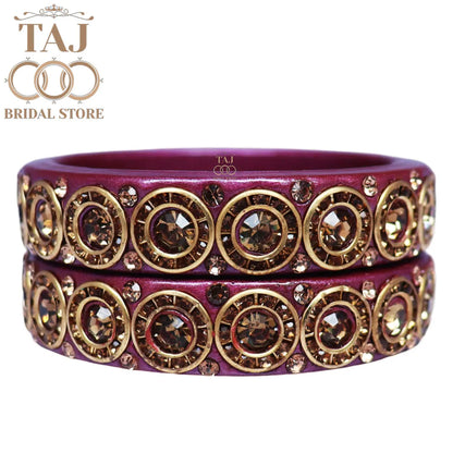 Elegant Lac Kada Bangles with Stunning Stones (Set of 2)