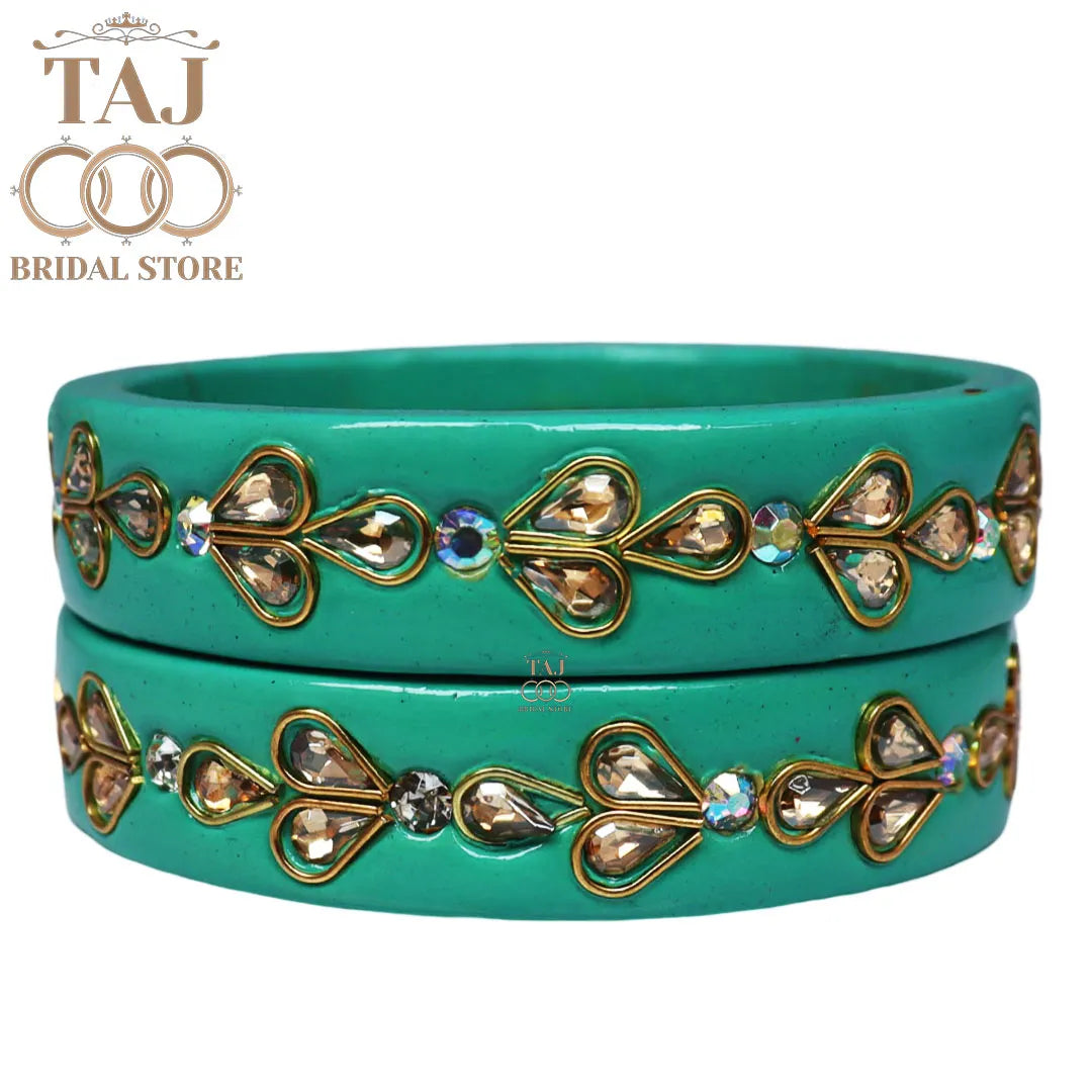 Designer Lac Kada Bangles with Exquisite Kundan Work (Set of 2)