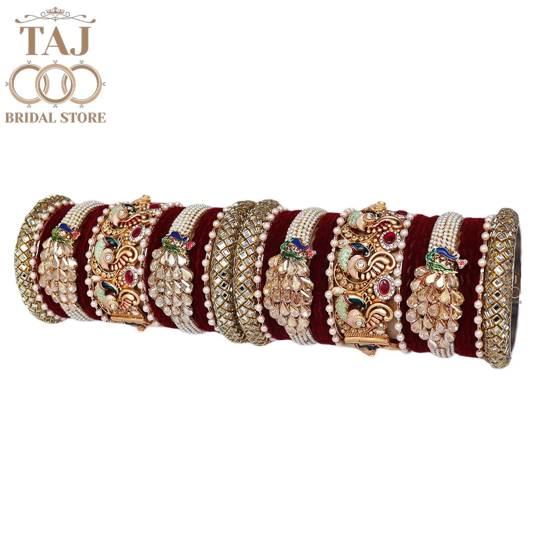 Wedding Bangle Set with Beautiful New Peacock Design Kada Taj Bridal Store