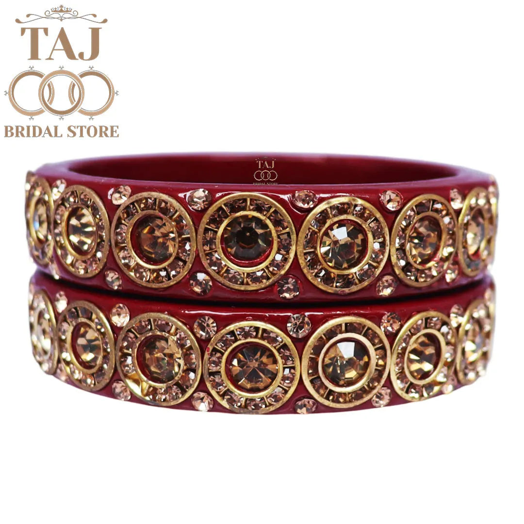 Elegant Lac Kada Bangles with Stunning Stones (Set of 2)