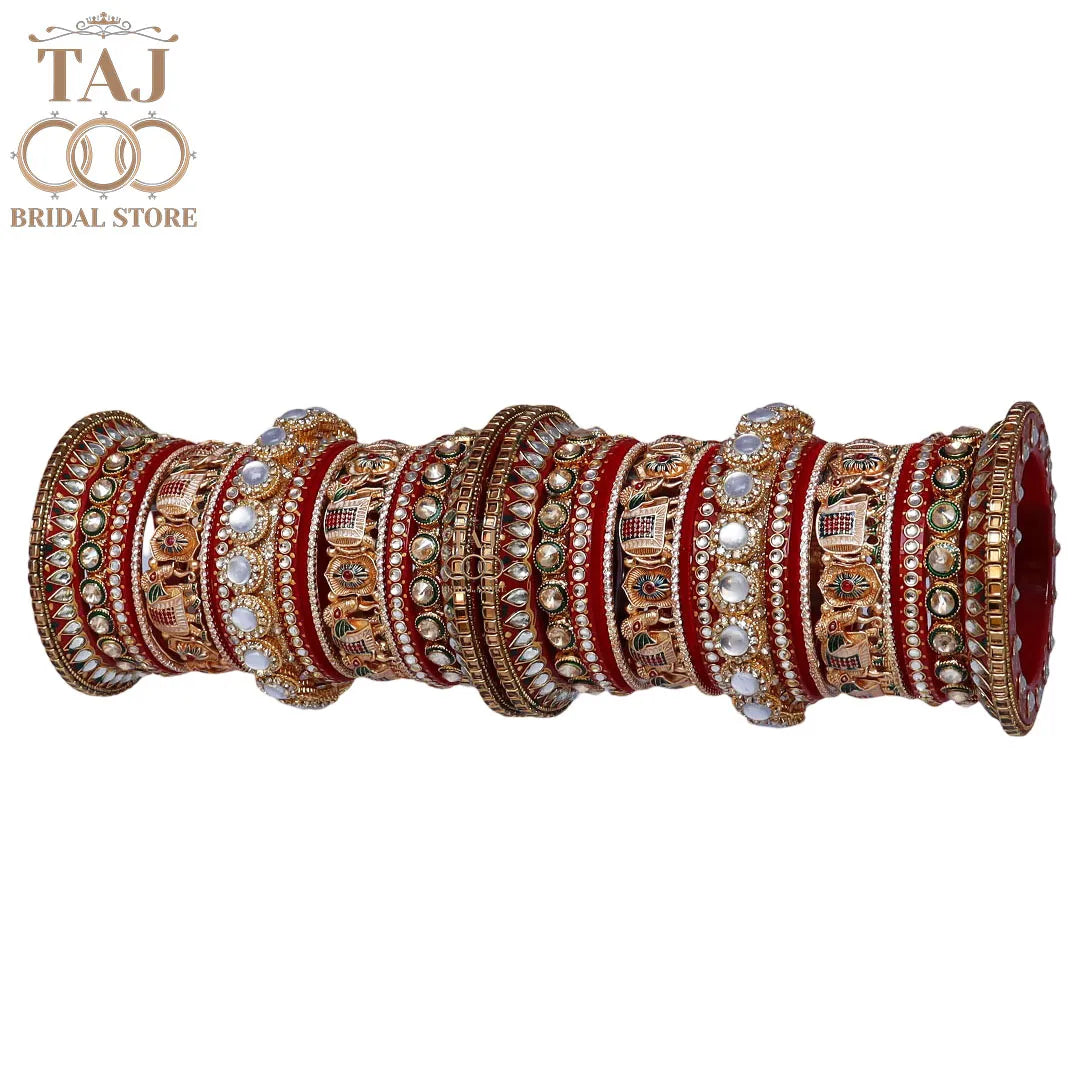 Premium Rajasthani Wedding Bangles Set with Latest Elephant Motifs