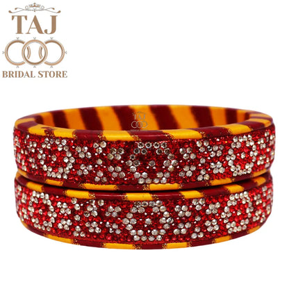 Lac Rajasthani Kada Bangles in Latest Rhinestons Design (Set of 2)