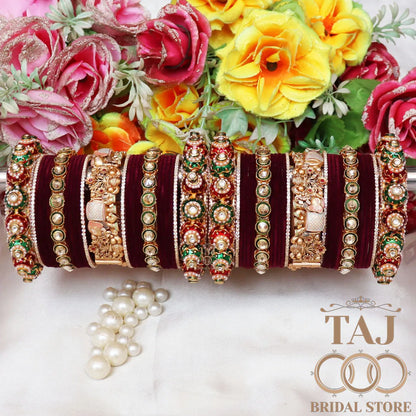 Royal Rajasthani Wedding Chura Set Wiht Beautiful Heavy Design Rajwadi Bangadi