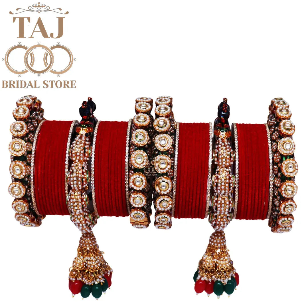 Beautiful Pearl Design Brass Bangle Pair Pack Of 2 Taj Bridal