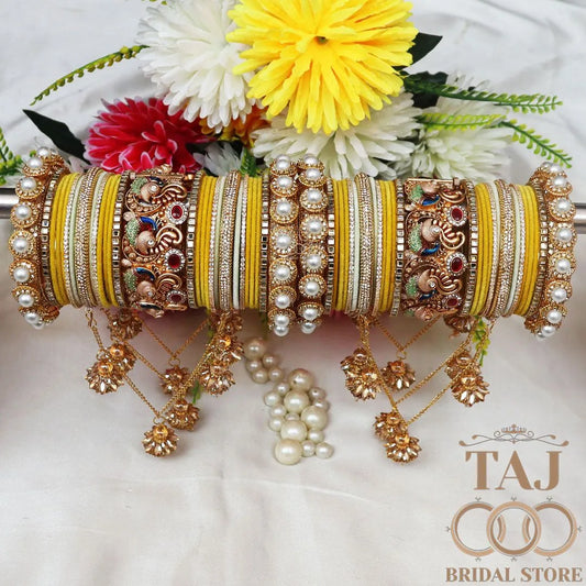 Bridal Bangles Set With Best Peacock And Jhoola Latkan Design