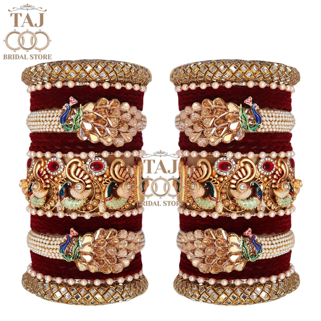 Wedding Bangle Set with Beautiful New Peacock Design Kada Taj Bridal Store