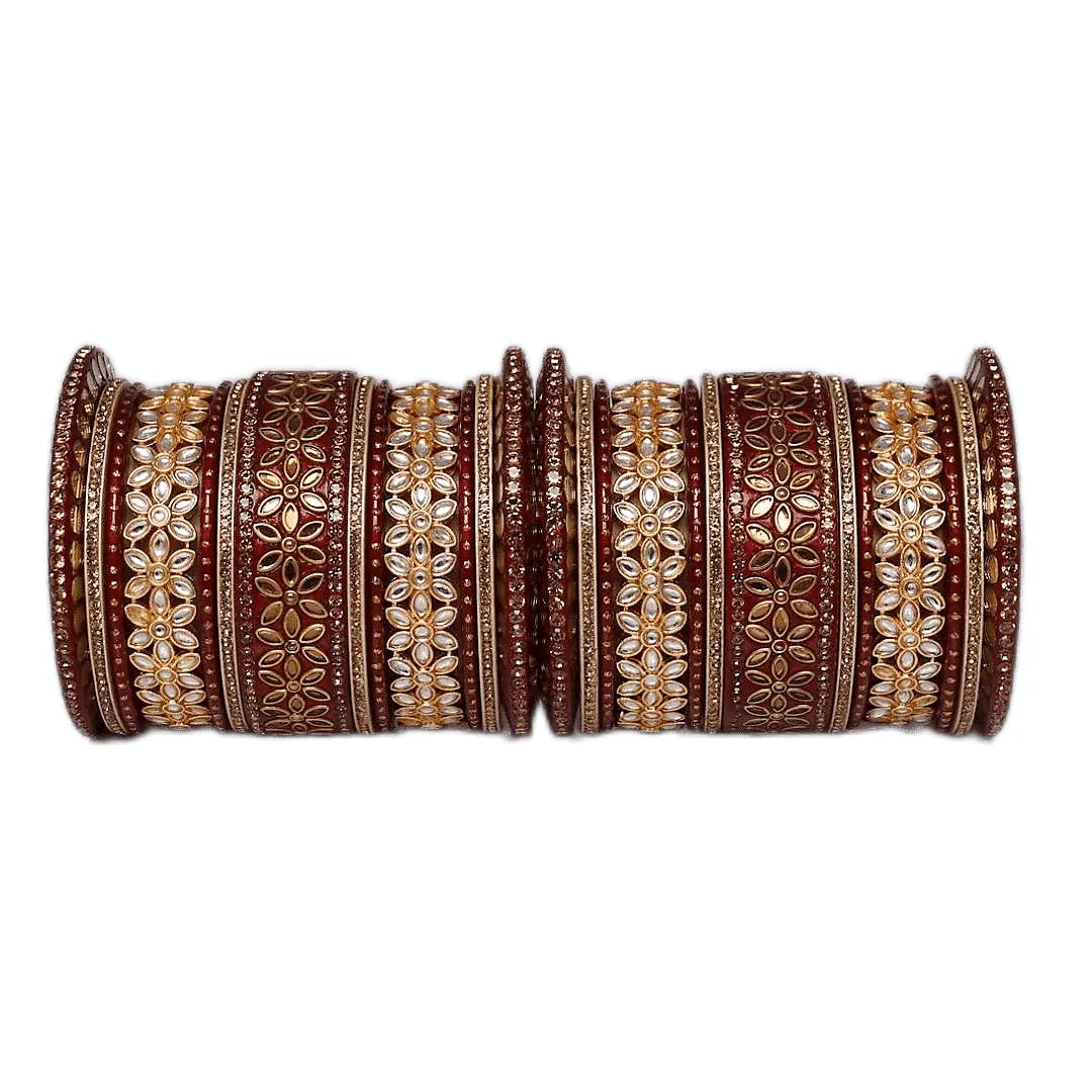 Lac Bangles with Beautiful Kundan Flower Design Taj Bridal Store