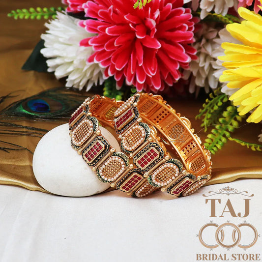 Rajwadi Style Bracelet Bangles For Women (Set Of 2)