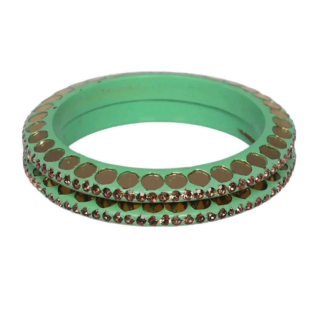 Lakh Bangle with Beautiful Mirror Work (Pack of 2) Taj Bridal Store