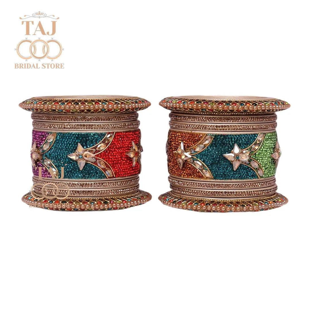 Lac Bangles for Bride with Best Kundan Work (Pack of 14) Taj Bridal Store