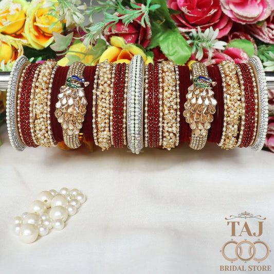 Rajwadi Wedding Bangles with Beautiful Peacock Design