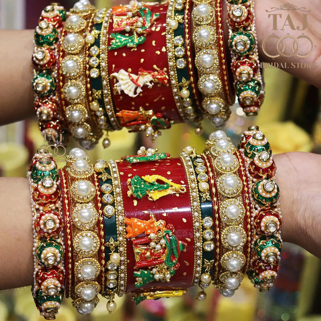 Doli Design Wedding Bangles Set with Beautiful Heavy Design Metal Bangadi