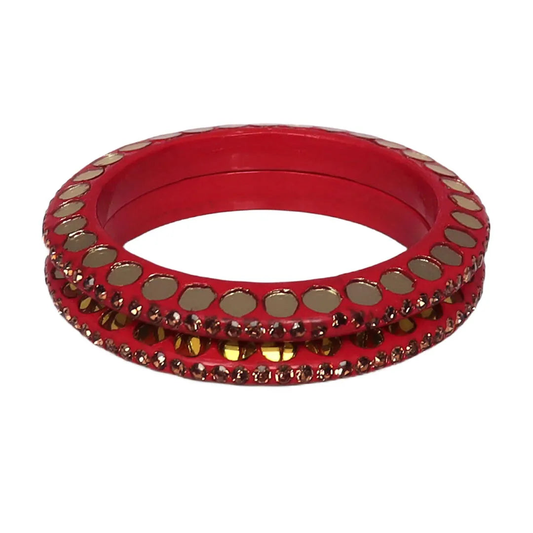 Lakh Bangle with Beautiful Mirror Work (Pack of 2) Taj Bridal Store