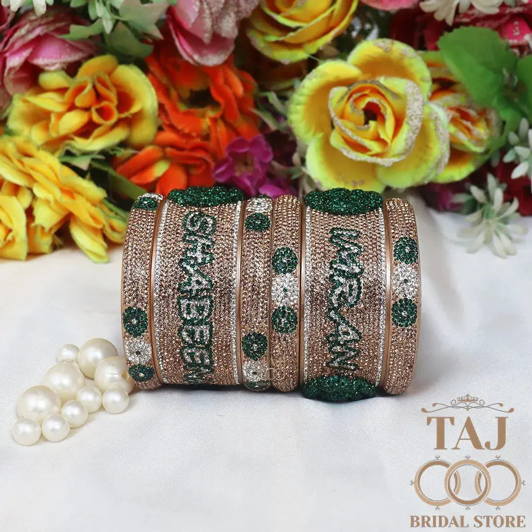 Couple Name Kada with Beautiful Flower Design (Pack of 2)