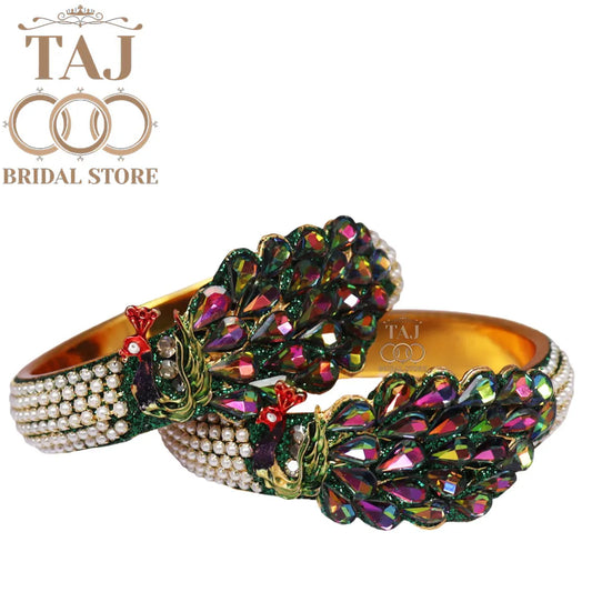 Designer Kada with Beautiful Peacock Design (Pack of 2) Taj Bridal Store
