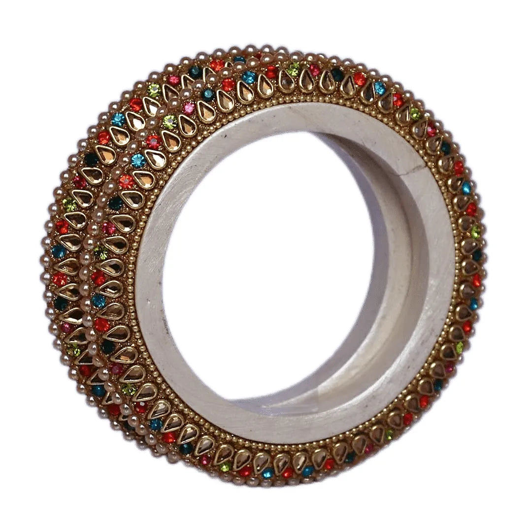 Best Rajwadi Lakh Bangadi with Kundan Design (Pack of 2)