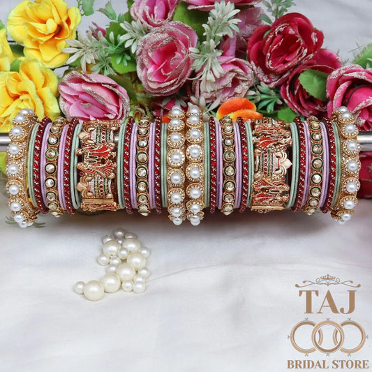 Traditional Wedding Choora Set With Beautiful Dulha Dulhan Design Metal Kada