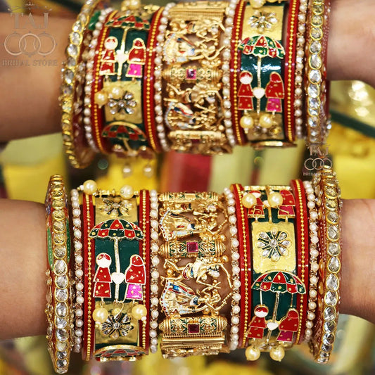 Dhulhan Chura Set With Beautiful Dandiya Design Metal Kada