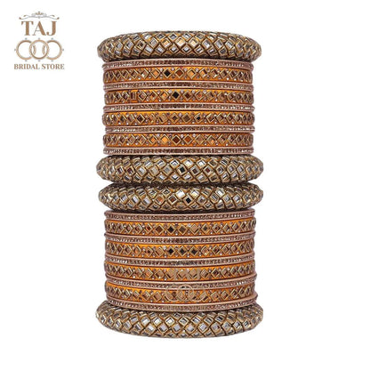 Lac Bangles for Bride with Beautiful Kundan Design Taj Bridal Store