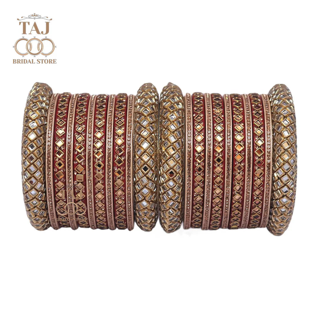 Lac Bangles for Bride with Beautiful Kundan Design Taj Bridal Store