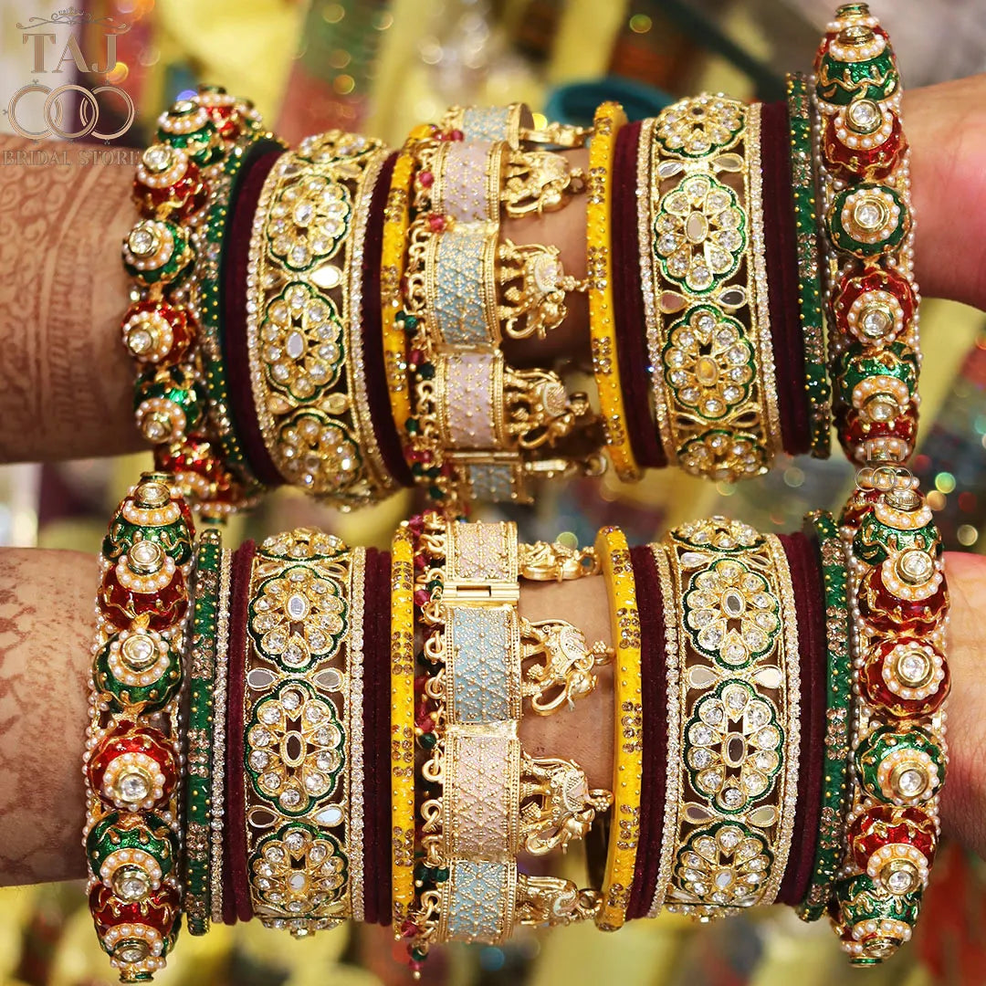 Rajasthani Rajwadi Wedding Chura With Beautiful Elephant Design Kada