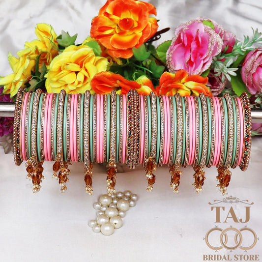 Best Traditional Lac Bridal Bangles Set With Beautiful New Latkan Design