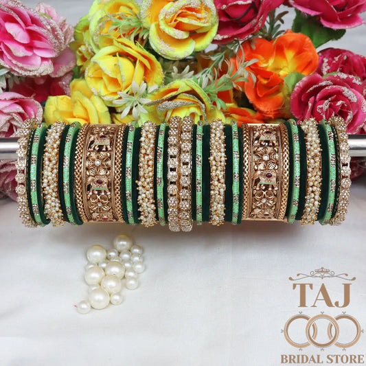 Popular Wedding Bangles for Bride With Beautiful Flower and Elephant Design Kada