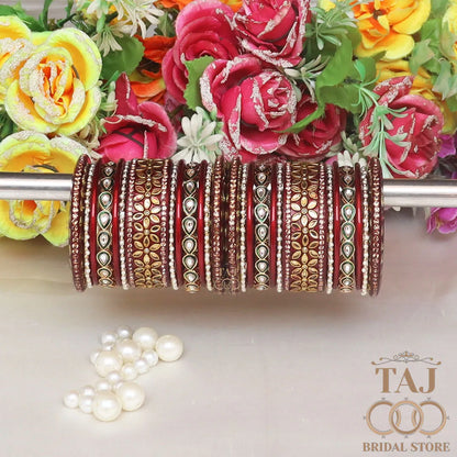 Lac Wedding Bangle Set with Beautiful Kundan Work Taj Bridal Store