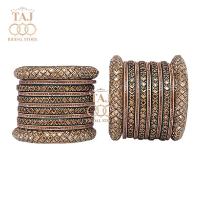 Lac Bangles for Bride with Beautiful Kundan Design Taj Bridal Store