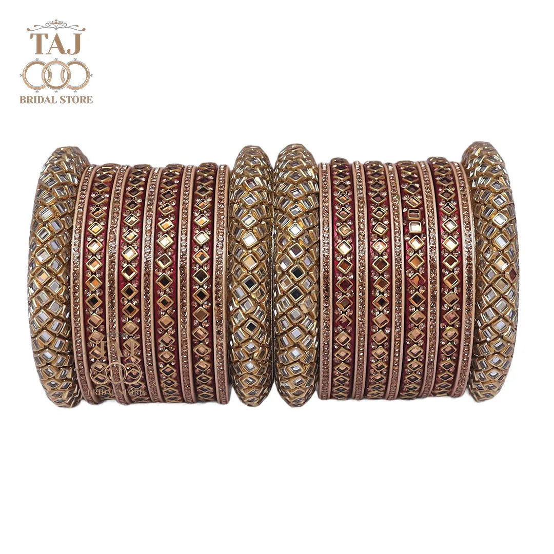 Lac Bangles for Bride with Beautiful Kundan Design Taj Bridal Store