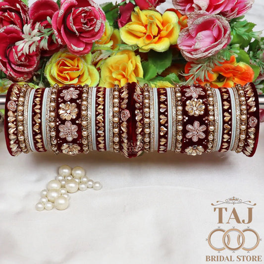 Designer Metal Wedding Chura Set With Beautiful Kundan Design