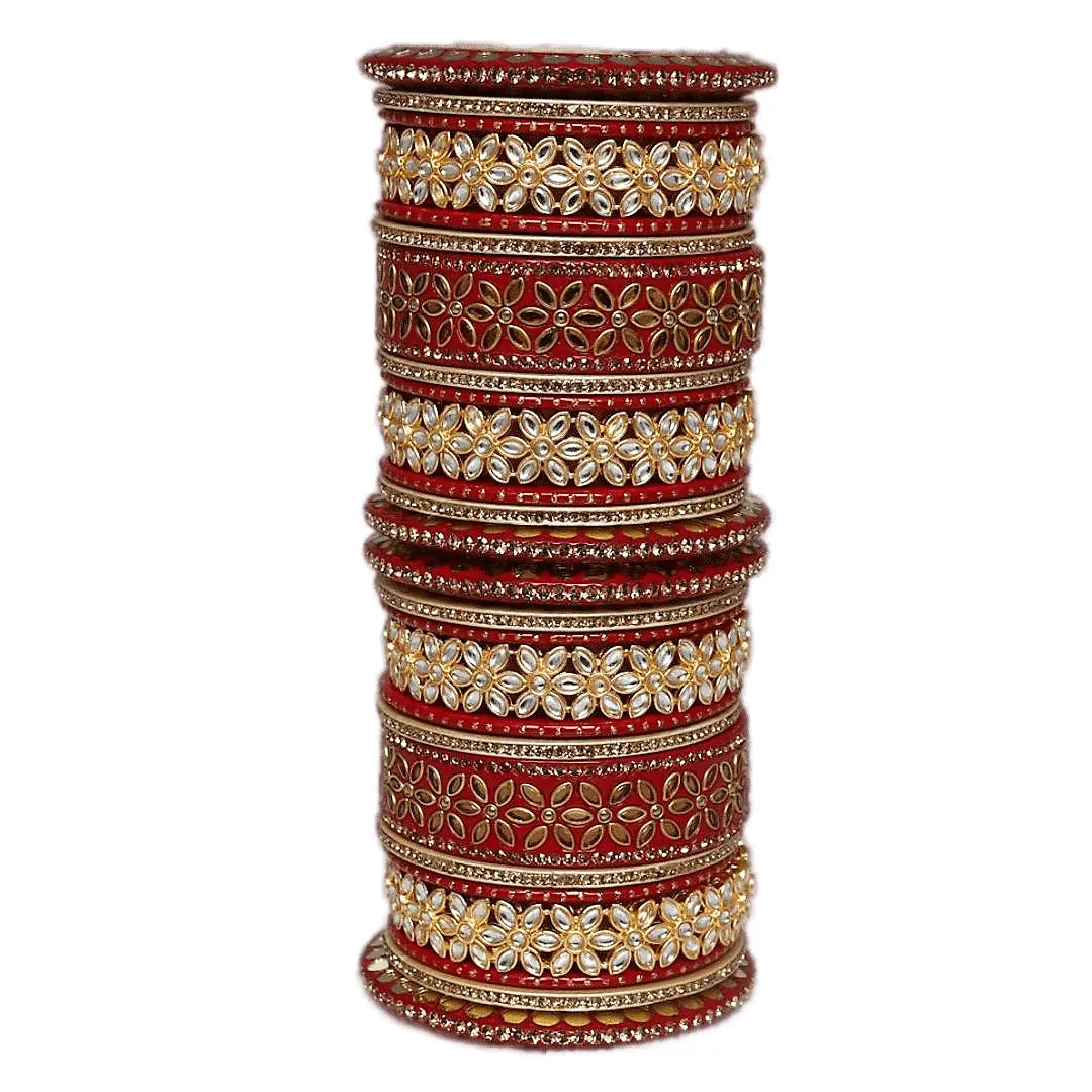 Lac Bangles with Beautiful Kundan Flower Design Taj Bridal Store