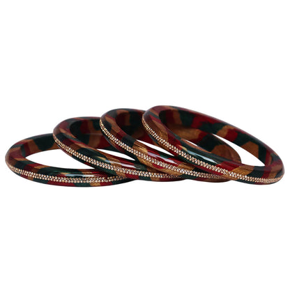 Lac Bangles Set Lahariya Design with Rhinestones Work