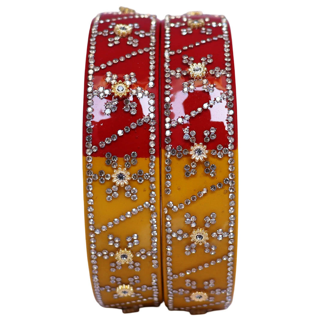 Designer Lac Bangles For Girls in Rhinestones Design