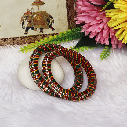 Traditional Lahariya Lac Bangadi Bangles With Rhinestones Design