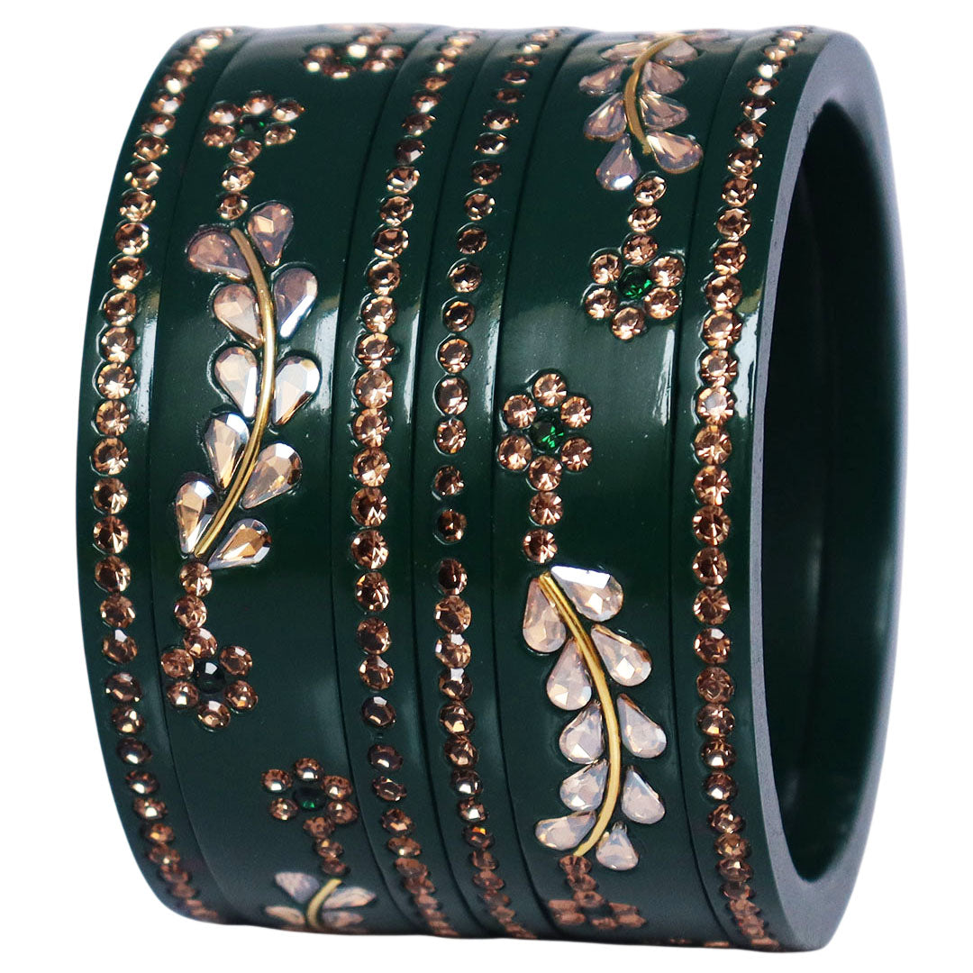 Rajasthani Lac Bangles Kundan & Rhinestone Design Short Set