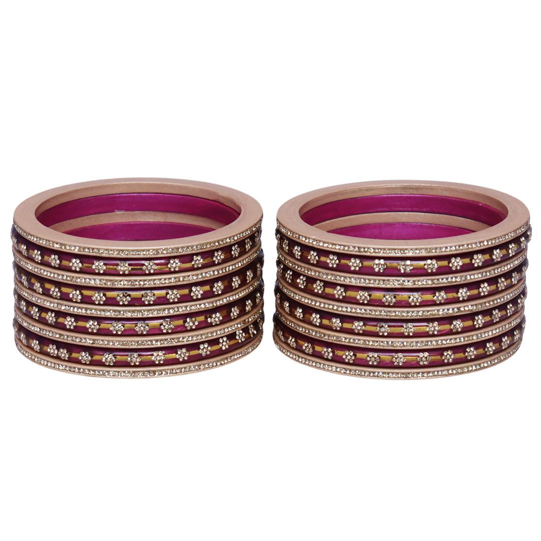 Bridal Rajasthani Lac Bangles Set with Floral Stone Work