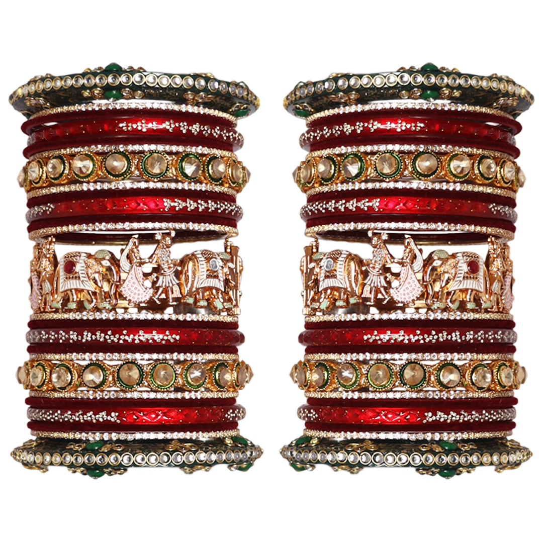 Premium Designer Wedding Bangles Set With Dulha-Dulhan Design