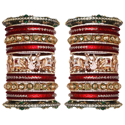 Premium Designer Wedding Bangles Set With Dulha-Dulhan Design