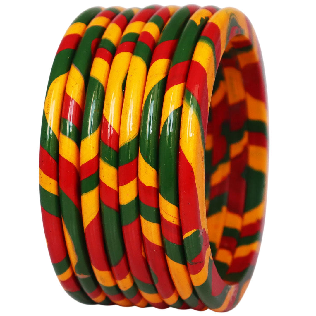 Lac Bangles Set Elegant Lahariya Pattern Bangles