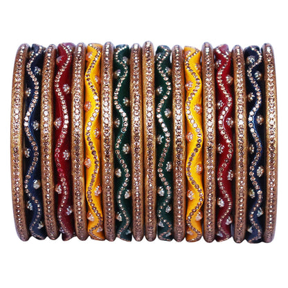 Colorful Lac Short Bangles Set in Zig Zag Design