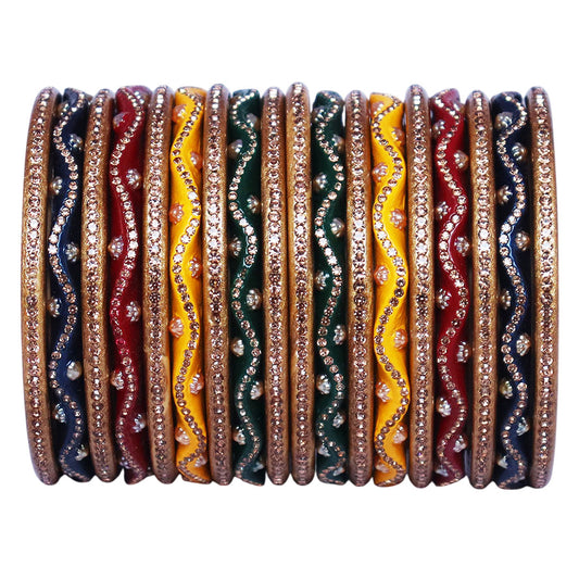 Colorful Lac Short Bangles Set in Zig Zag Design