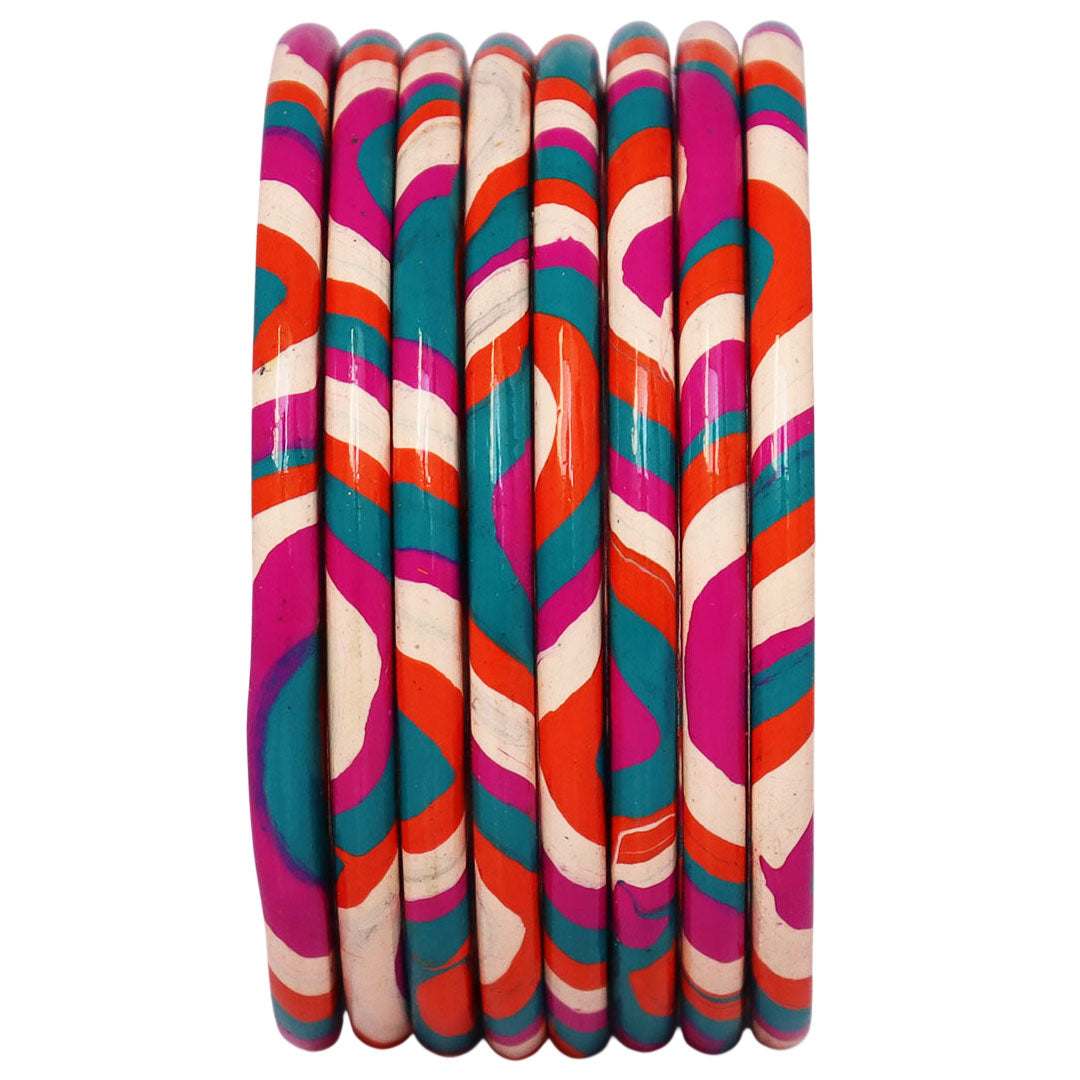 Lac Bangles Set Elegant Lahariya Pattern Bangles
