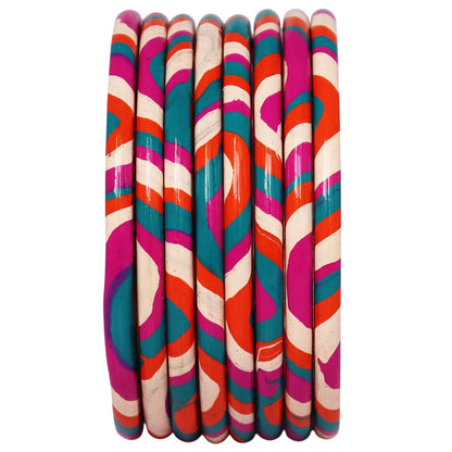 Lac Bangles Set Elegant Lahariya Pattern Bangles