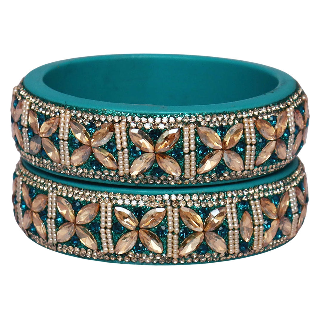 Jaipuri Handmade Lac Kada with Kundan Beads Craft